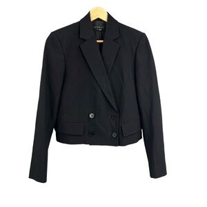 Theory cropped Black Double-Breasted Blazer